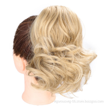 Vigorous Synthetic Body Wave Drawstring Ponytail Hair Extension Hight Puff Hair Bun Chignon Hair Piece